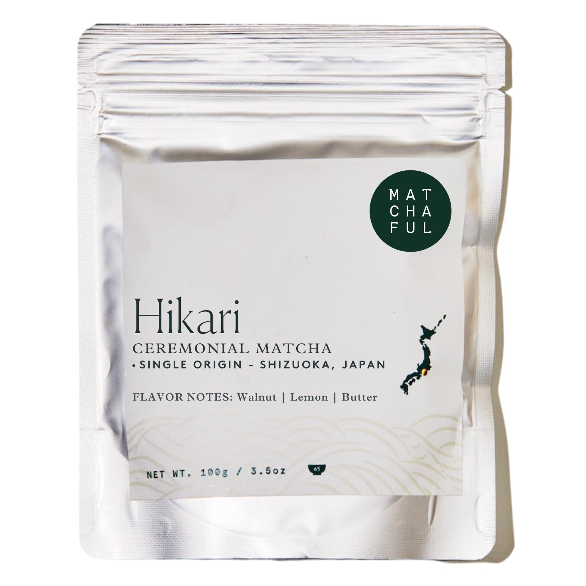 Matchaful - Hikari - Single Oriflavor Blend Ceremonial Matcha - Fine Green Tea Powder  Direct-Trade From Shizuoka  Japan - Smooth And Creamy With Flavor Notes Of Walnut  Lemon  Butter - 100G Bag