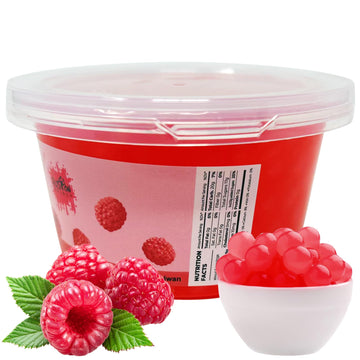 Fusion Select Raspberry Popping Boba Pearls - Bursting Boba for Fruit Tea & Dessert - 450 Grams