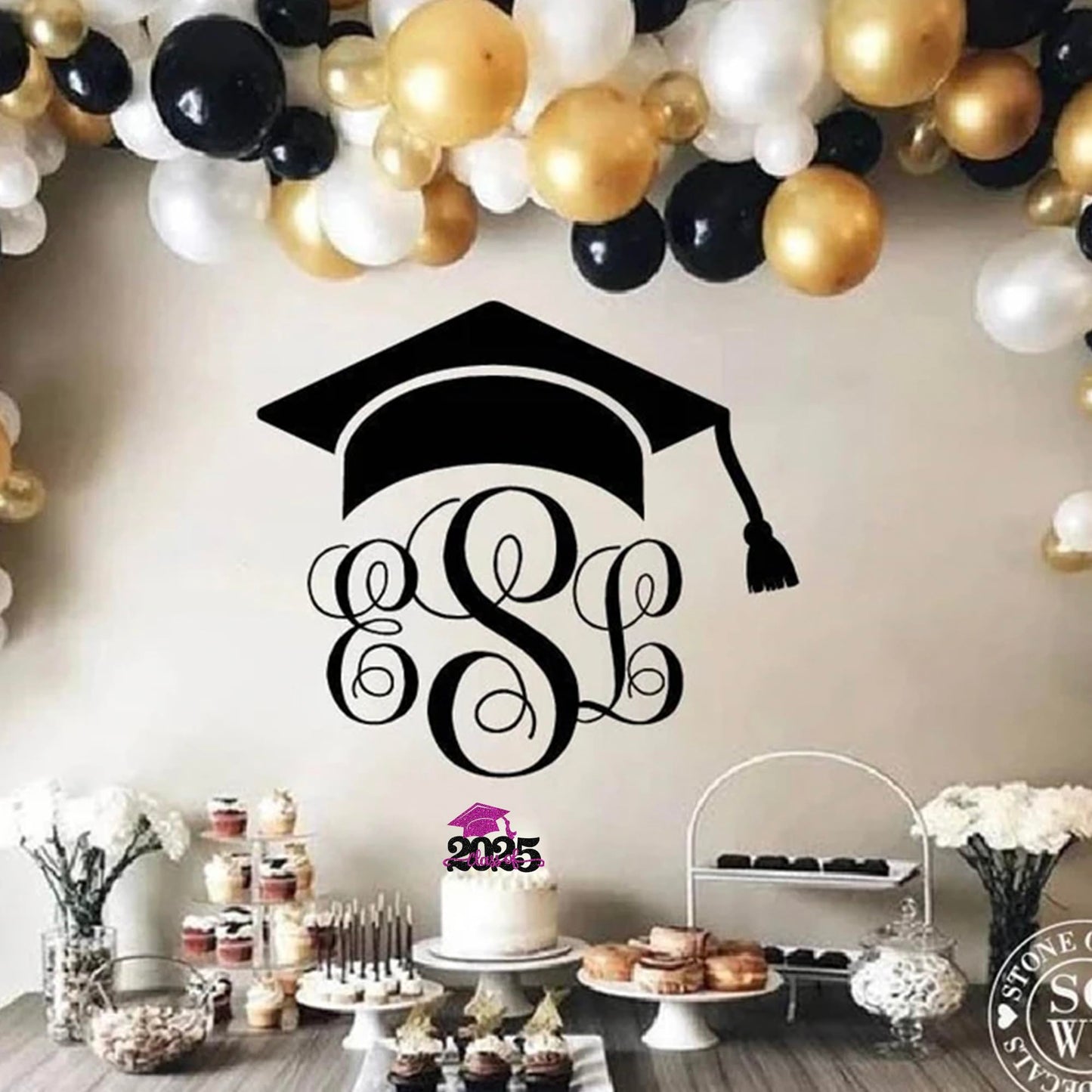 YCTHUNFISH Cake Topper Glitter Graduation Cap 2025 for High School Parties - Black Purple