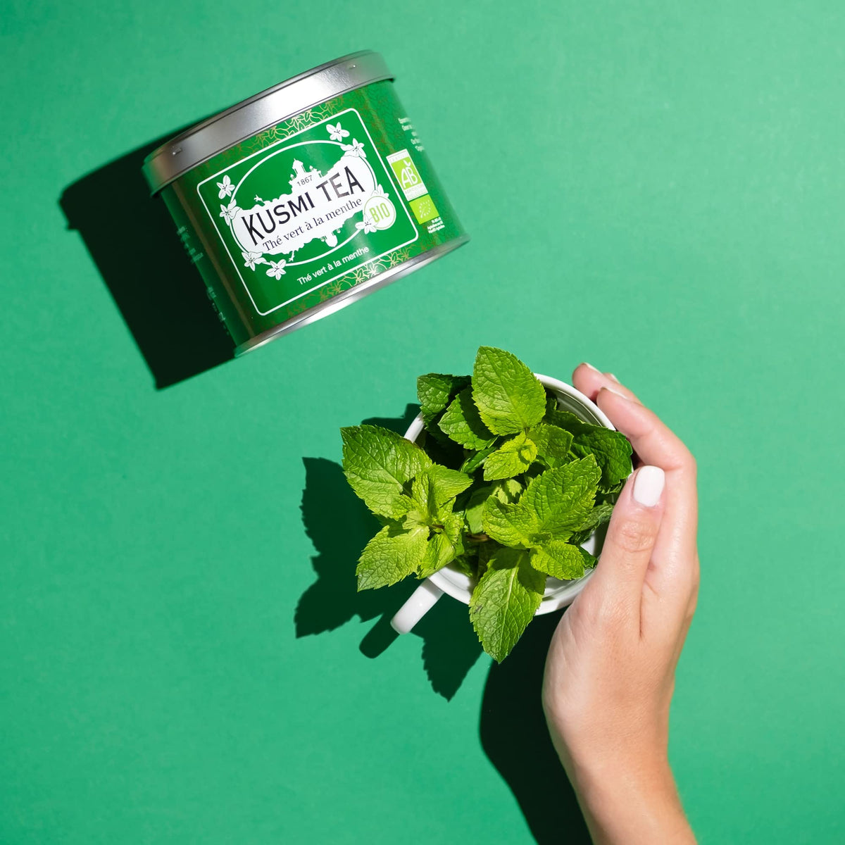Kusmi Tea - Spearmint Green - Organic Blend Of Gunpowder Green Tea With Mint - Peppermint Tea - Enjoy Hot Or Ice - Organic Flavo