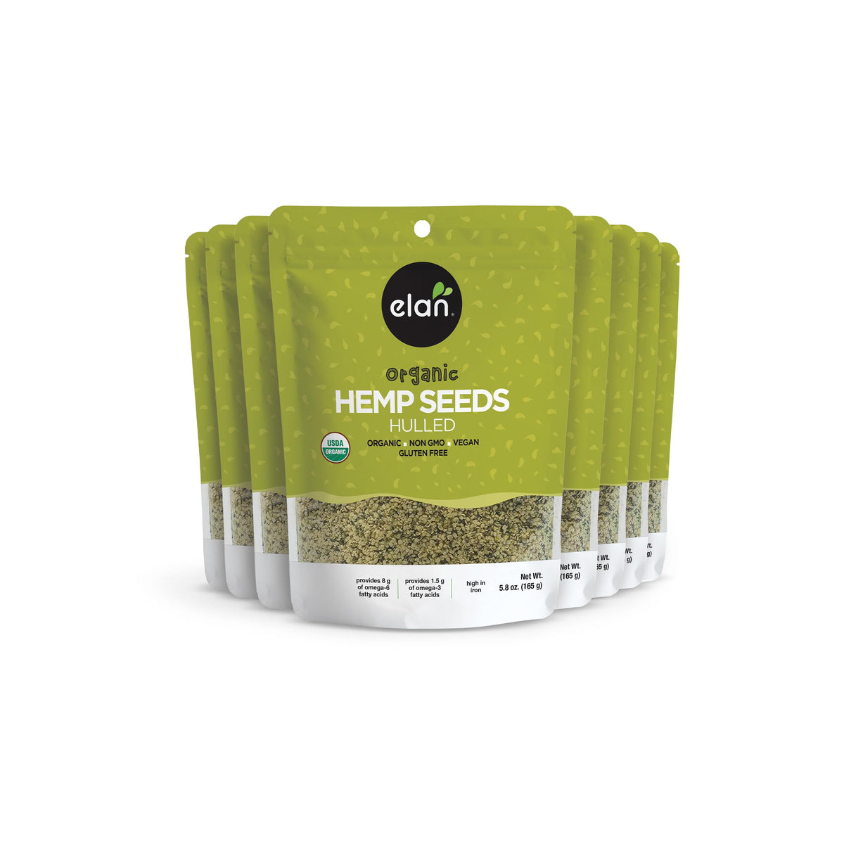 Elan Organic Hulled Hemp Seeds, Shelled Hemp Seeds, Raw Hemp Hearts, No Additives, Non-GMO, Vegan, Gluten-Free, Source of Omega-