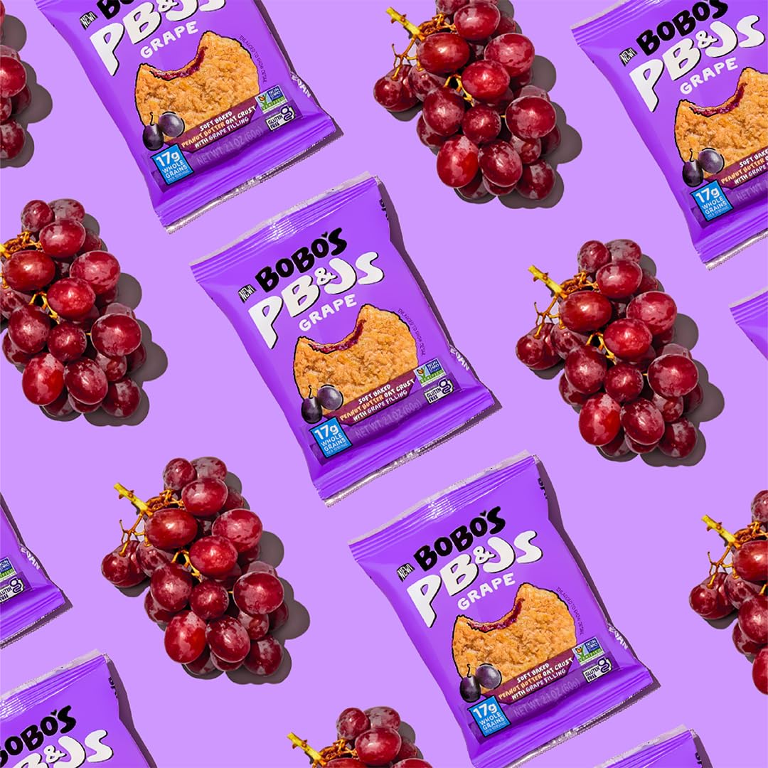 Bobos Peanut Butter And Jelly Oat Snack Variety Pack, 10 Grape Flavored, 10 Strawberry Flavored, Healthy Everyday Snack