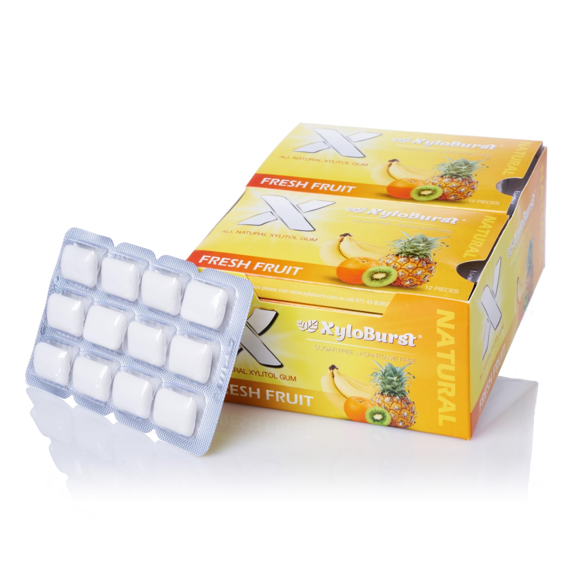 XyloBurst Gum | Xylitol Chewing Gum | Sugar Free, Gluten Free, Keto Friendly | Aspartame Free Gum For Oral Health | Fruit | 12 P