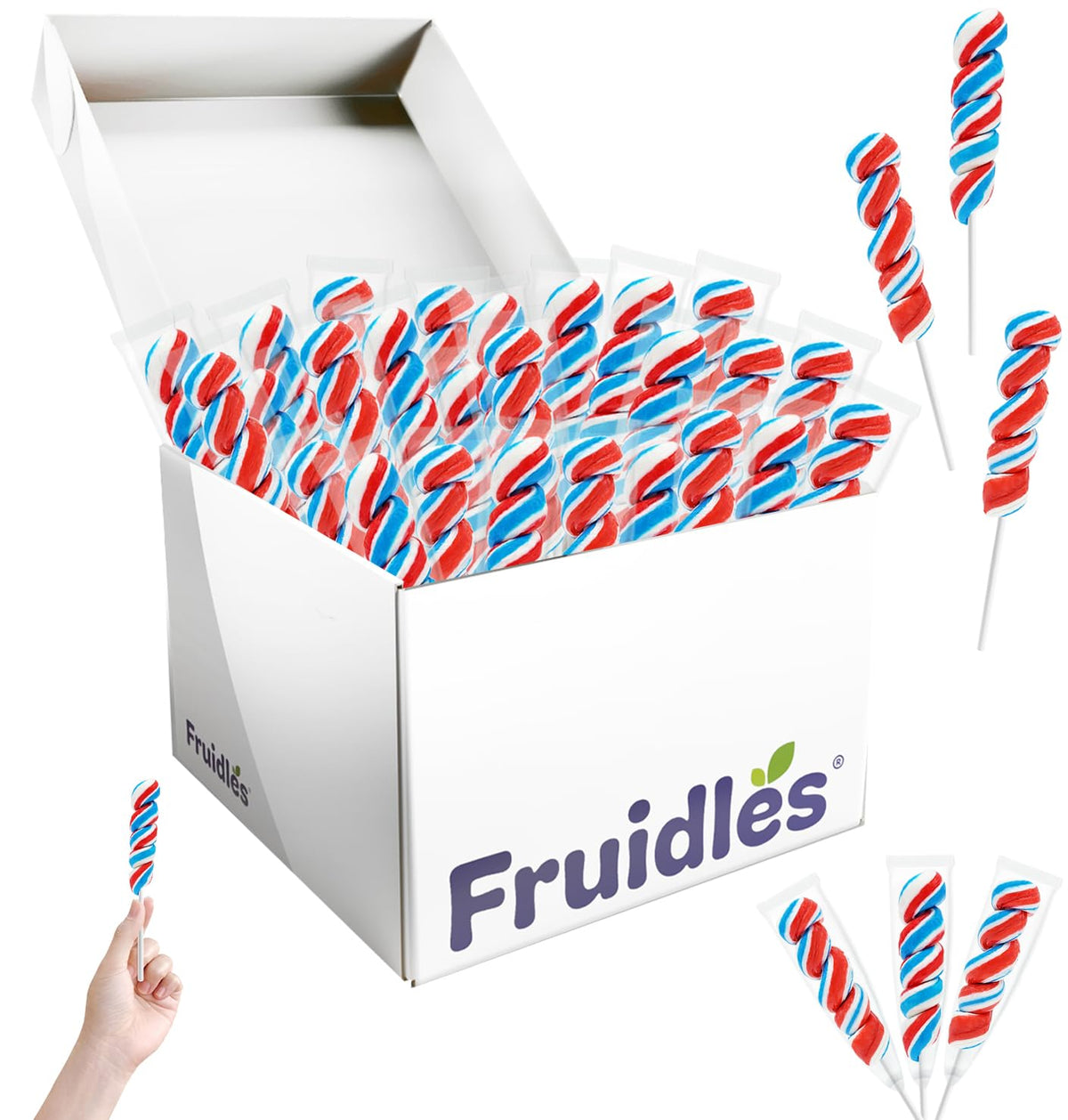 Patriotic Twist Lollipop, Usa Red, Blue, & White Mixed Fruit Flavor, Individually Wrapped, 3'' Inch Sucker (24-Pack)