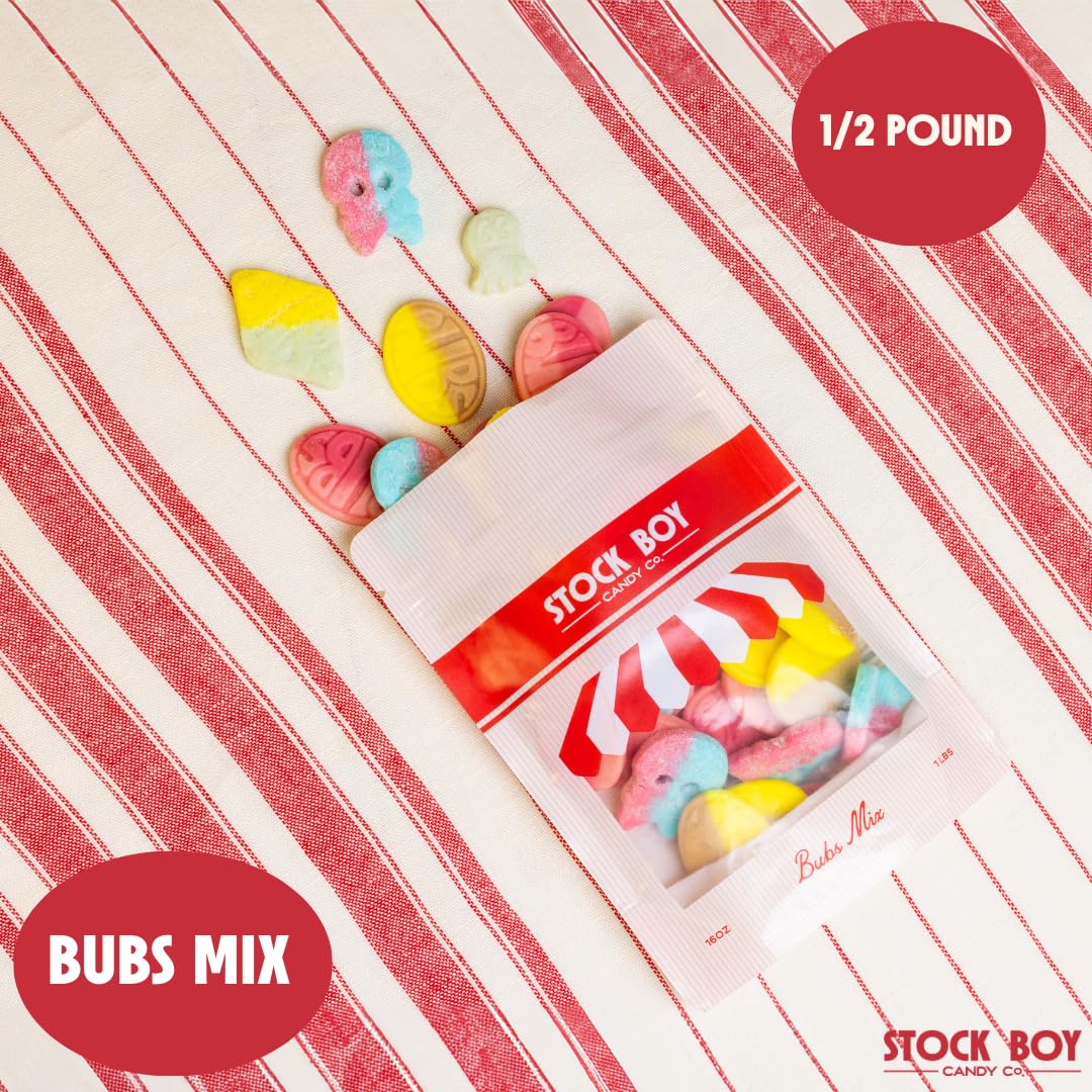 Bubs Swedish Godis Candy  1/2 Pound Mix  Sweet and Sour  Swedish  Vegan  Stock Boy Candy Co.  Imported Fresh from Sweden