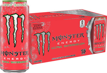 Monster Energy Ultra Watermelon Sugar Free Energy Drink, 16 Ounce, 15 Pack