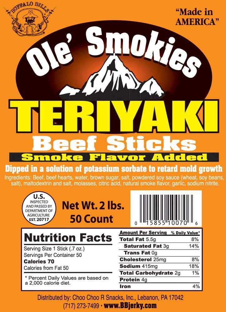 Buffalo Bills 2-Lb Teriyaki 5" Ole' Smokies Saddlebag (50 Twist-End Beef Sticks Per Saddlebag)