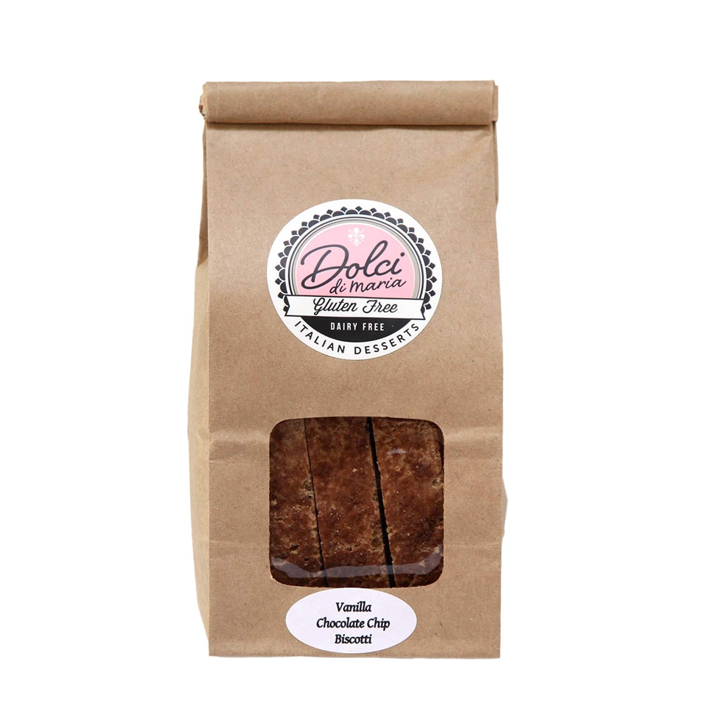 Dolci Di Maria Gluten Free Vanilla Chocolate Chip Biscotti | 6-7 Cookies In A 6.0 Ounce Pack