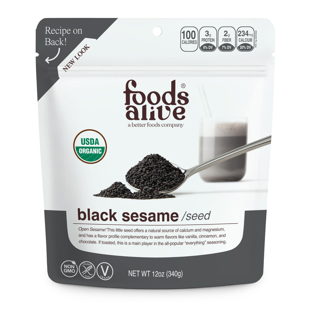 Foods Alive | Organic Black Sesame Seeds | 12 oz