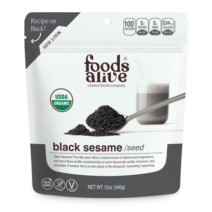 Foods Alive | Organic Black Sesame Seeds | 12 oz