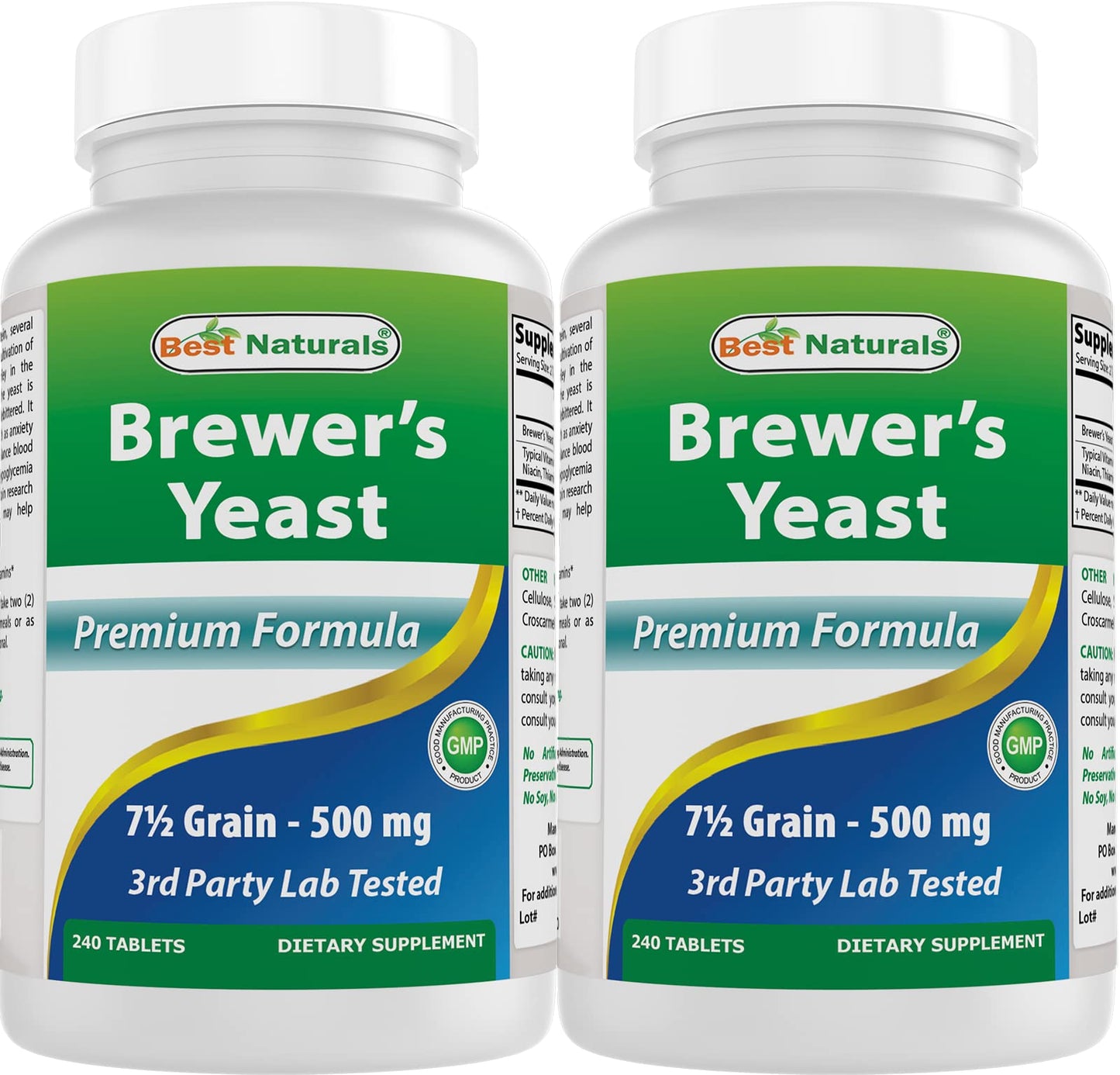 Best Naturals Brewers Yeast 1000 mg with Vitamin B1 & B2 240 Tablets (Pack of 2)