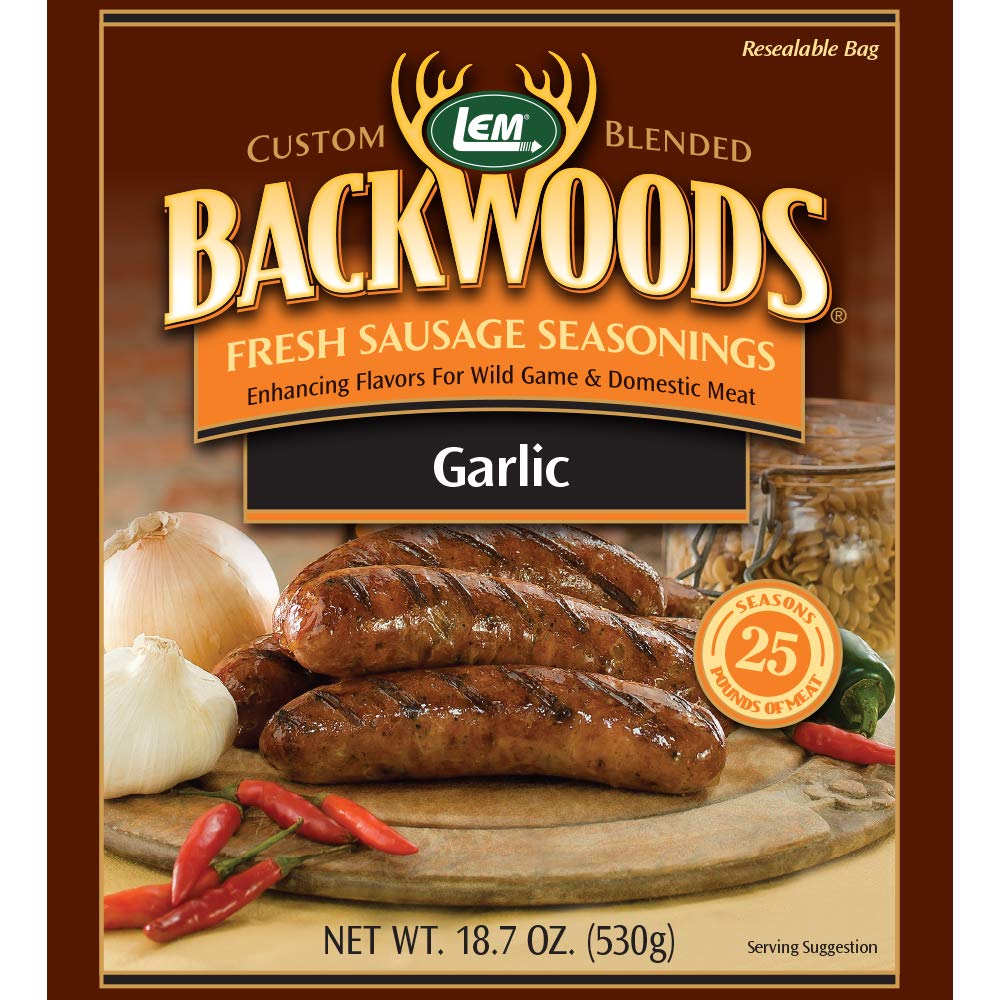 LEM Backwoods Garlic Fresh Sausage Seasoning, 400 Fl Oz, Model 9015