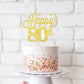 YCTHUNFISH 80th Birthday Cake Topper, Black Glitter Number 80, Bamboo Material, Gold Color, Party Decorations