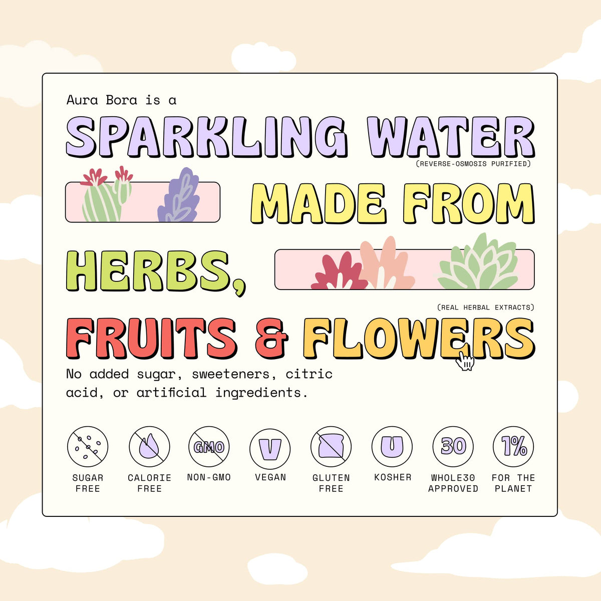 Aura Bora, Strawberry Basil Herbal Sparkling Water, 12 oz Can (Pack of 12), 0 Calories, 0 Sugar, 0 Sodium, Non-GMO