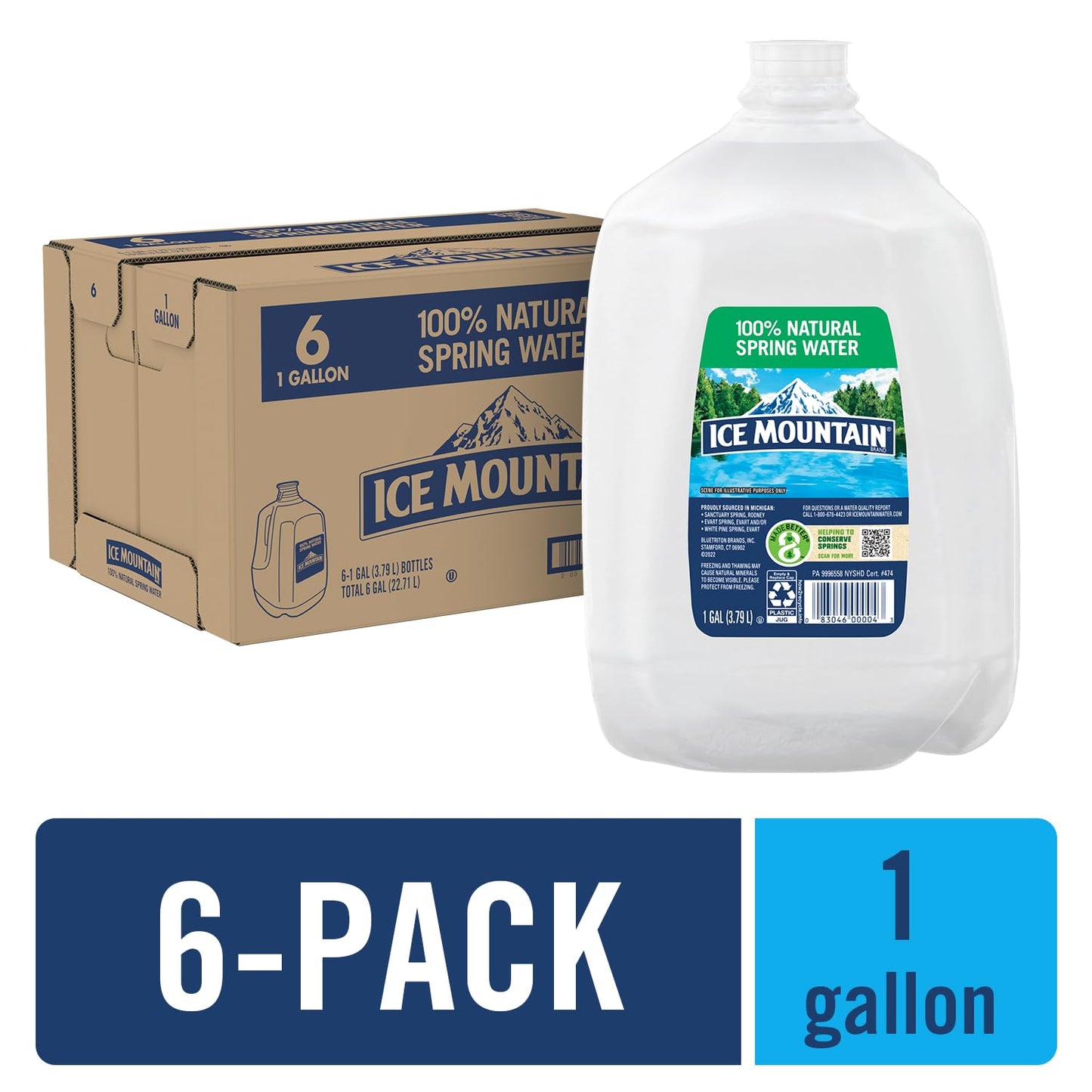 Generic Ice Mountain Spring Water Case, 128 Fl Oz, Pack of 12