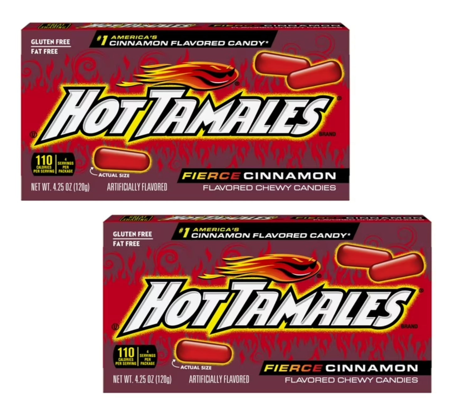HOT TAMALES Theater Boxes - Pack of 2 - Delicious Cinnamon Candies - 13.9954 cm - Great for Sharing and Snacking