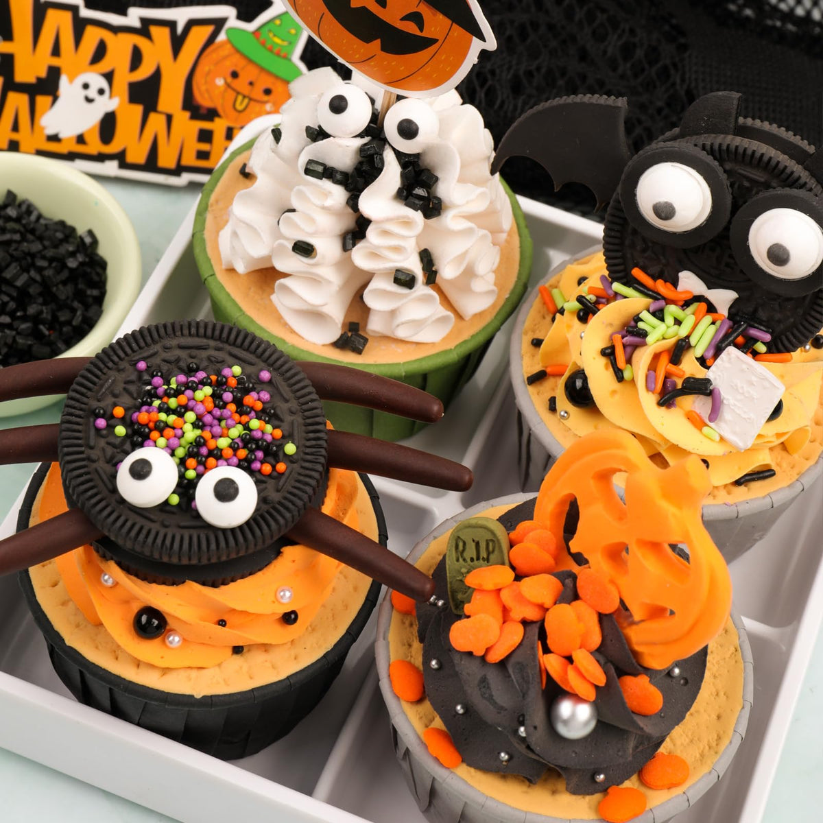 Halloween Sprinkles Edible for Cake Decorating  8Oz Sprinkles with Black Orange Purple Nonpareils and Jimmies  Eyeball  Black Sugar and Orange Pumpkin for Cupcakes Cookie Ice Cream Baking Topping