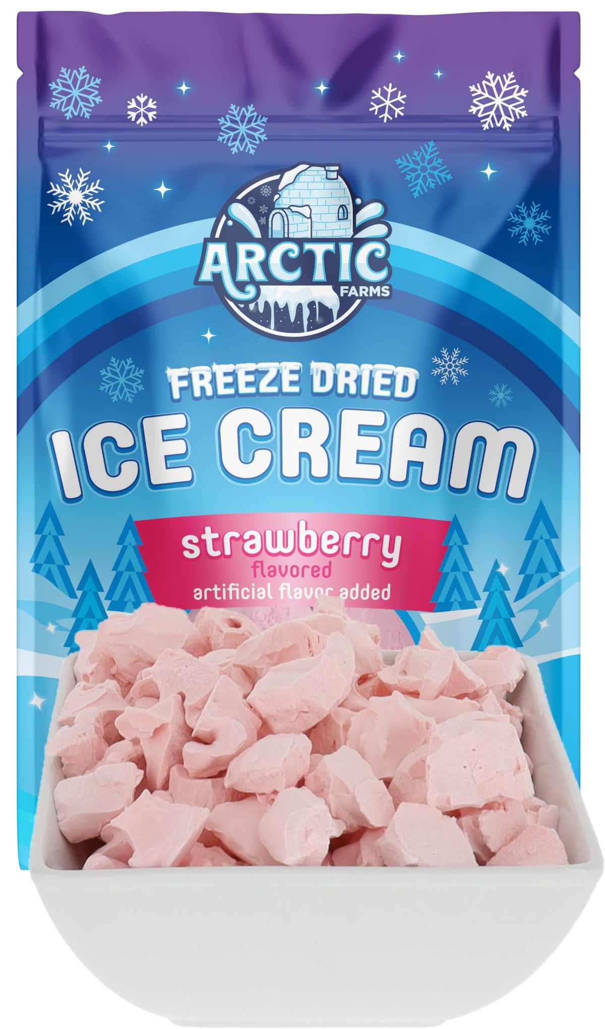 Arctic Farms Freeze Dried Ice Cream Bits Bagged And Boxed - Does Not Melt (Strawberry)