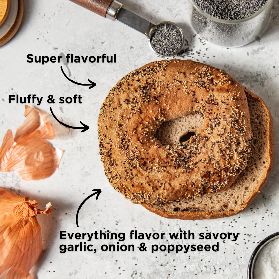Queen St. Bakery Everything Superfood Bagels - Vegan, Protein & Fibre, Gluten-Free, Allergen Free Bagels - 4 Count