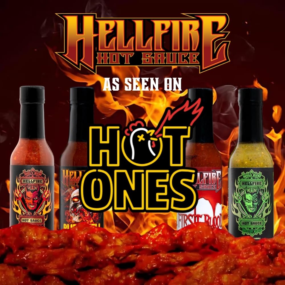 Hellfire Hot Sauce Vegan Gift Pack - Gourmet Hot Sauce Variety Pack With 4 Plant Based Flavors (Four 5 oz. Bottles)