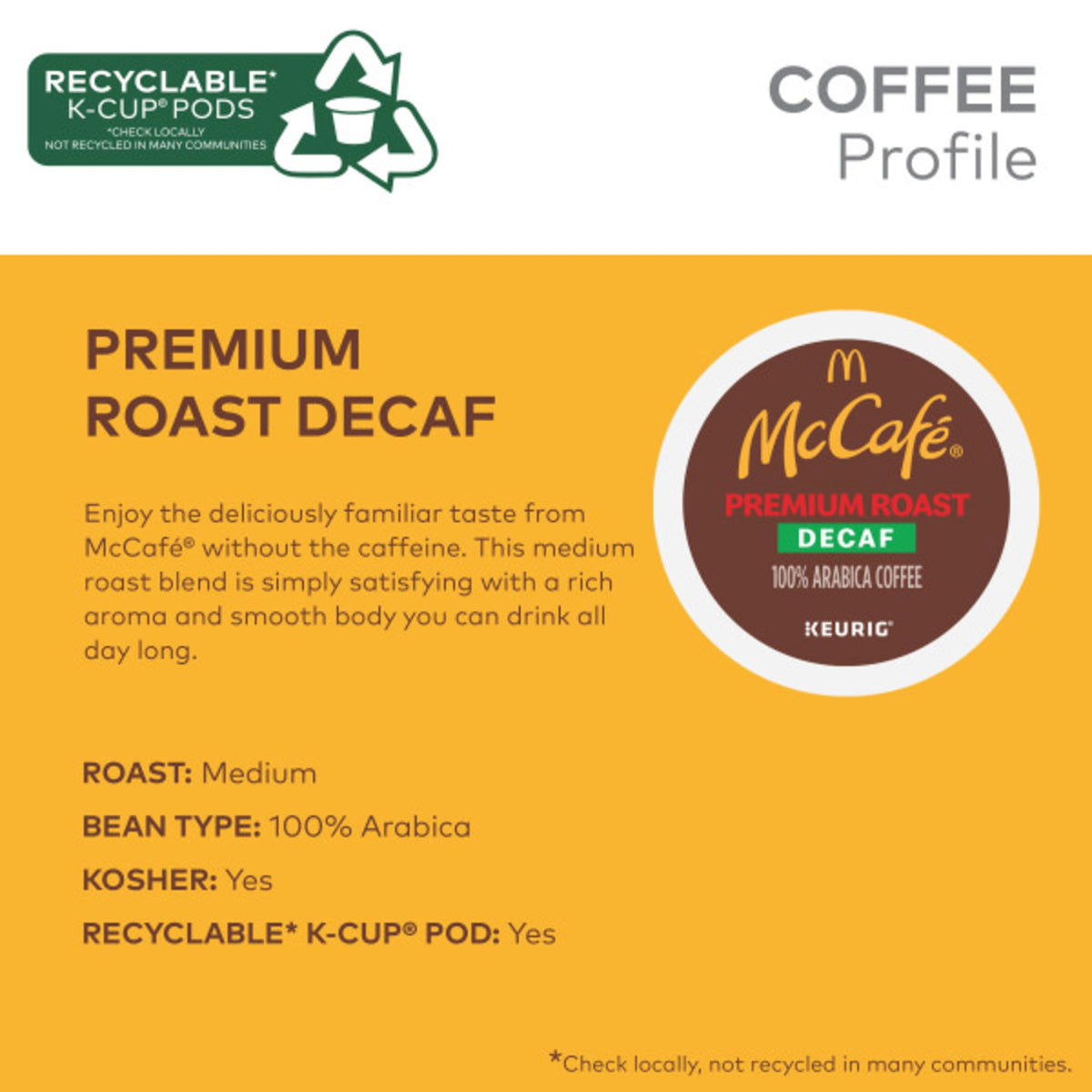 McCafe Premium Roast Decaf Coffee Pods, Medium Roast, 48 Count K-Cup Pods