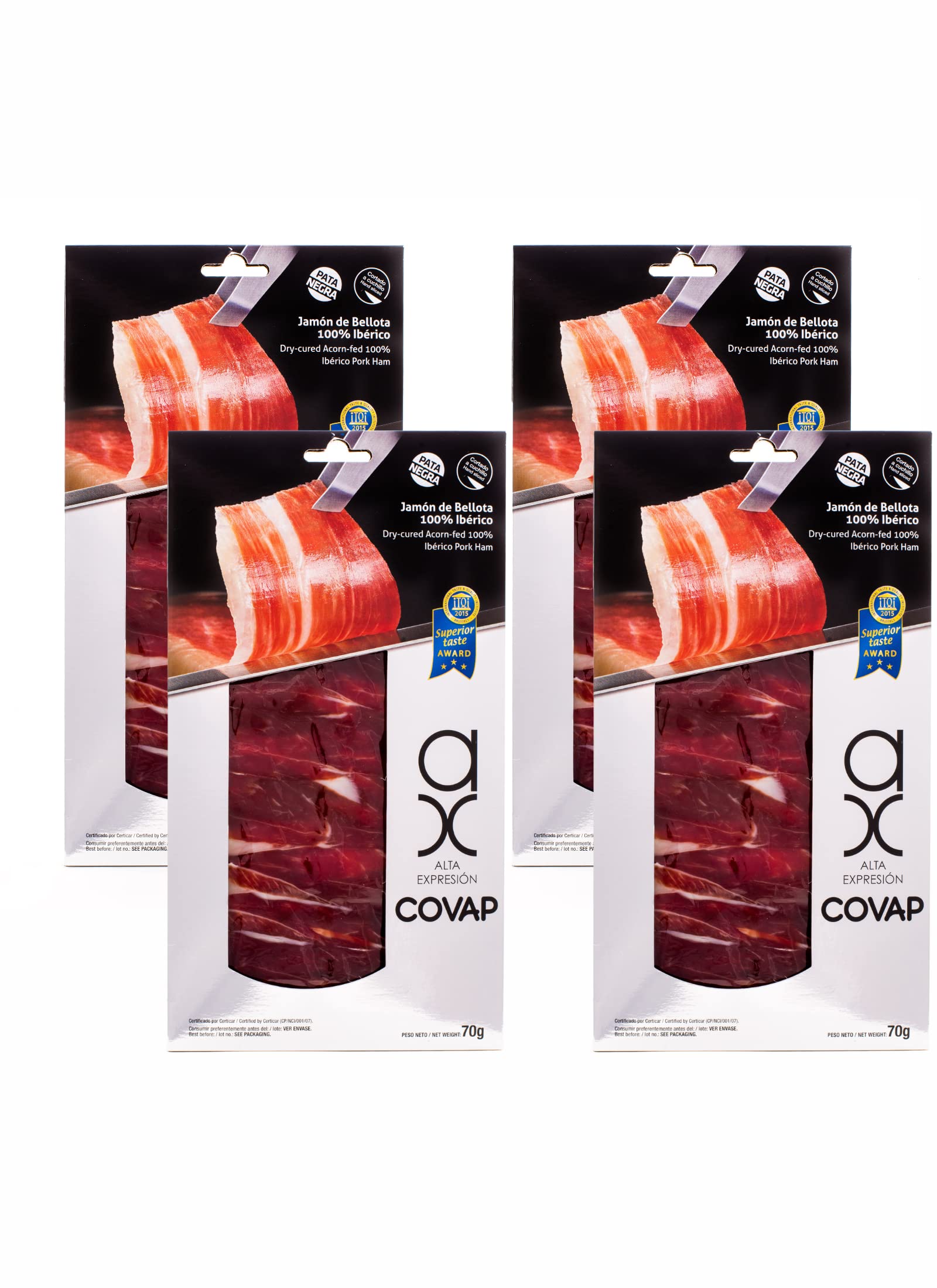 Carmen & Lola Pure Bellota Iberico Ham - Premium Hand Carved, 100% Iberico, 4 Packages (2 oz Each)