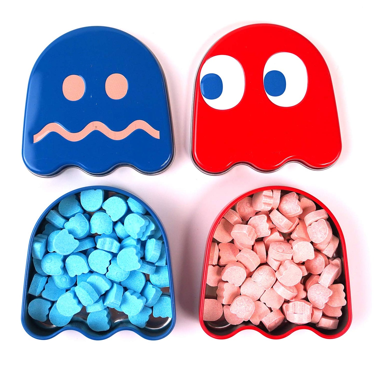 Pacman Ghost Sours (2 Pack) Cherry And Blue Raspberry Ghost Shaped Candies With 2 Gosutoys Stickers