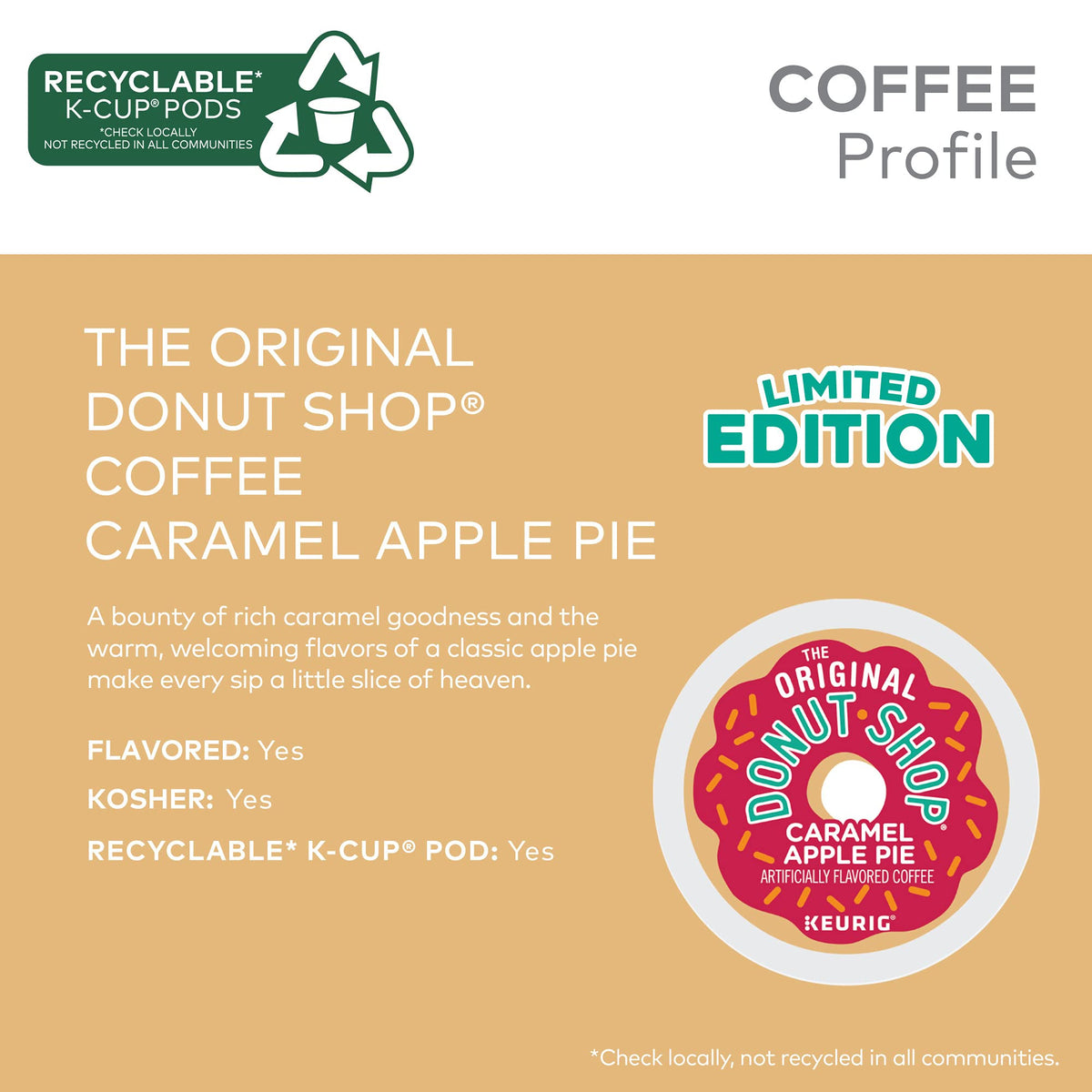 The Original Donut Shop Caramel Apple Pie Coffee K-Cup Pods, Light Roast, 60 Count
