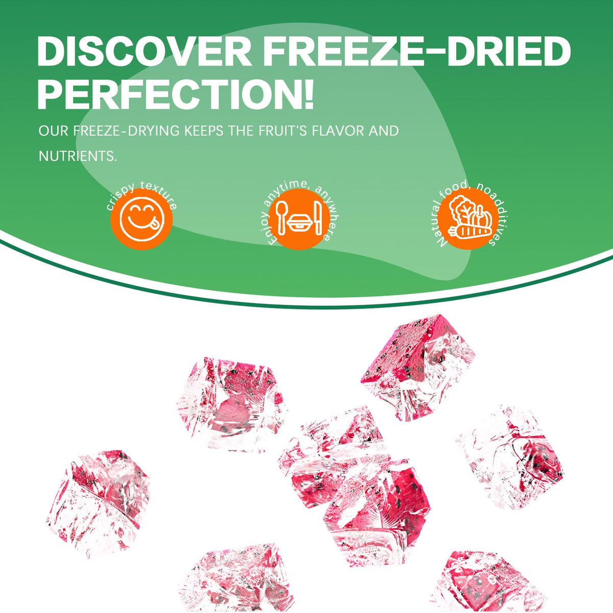 Freeze Dried Dragon Fruit, Freeze Dried Fruit, 150G/5.3Oz No Sugar Added, 100% Natural, Dri-Ed Dragon Fruit For Yogurt, Cereal,