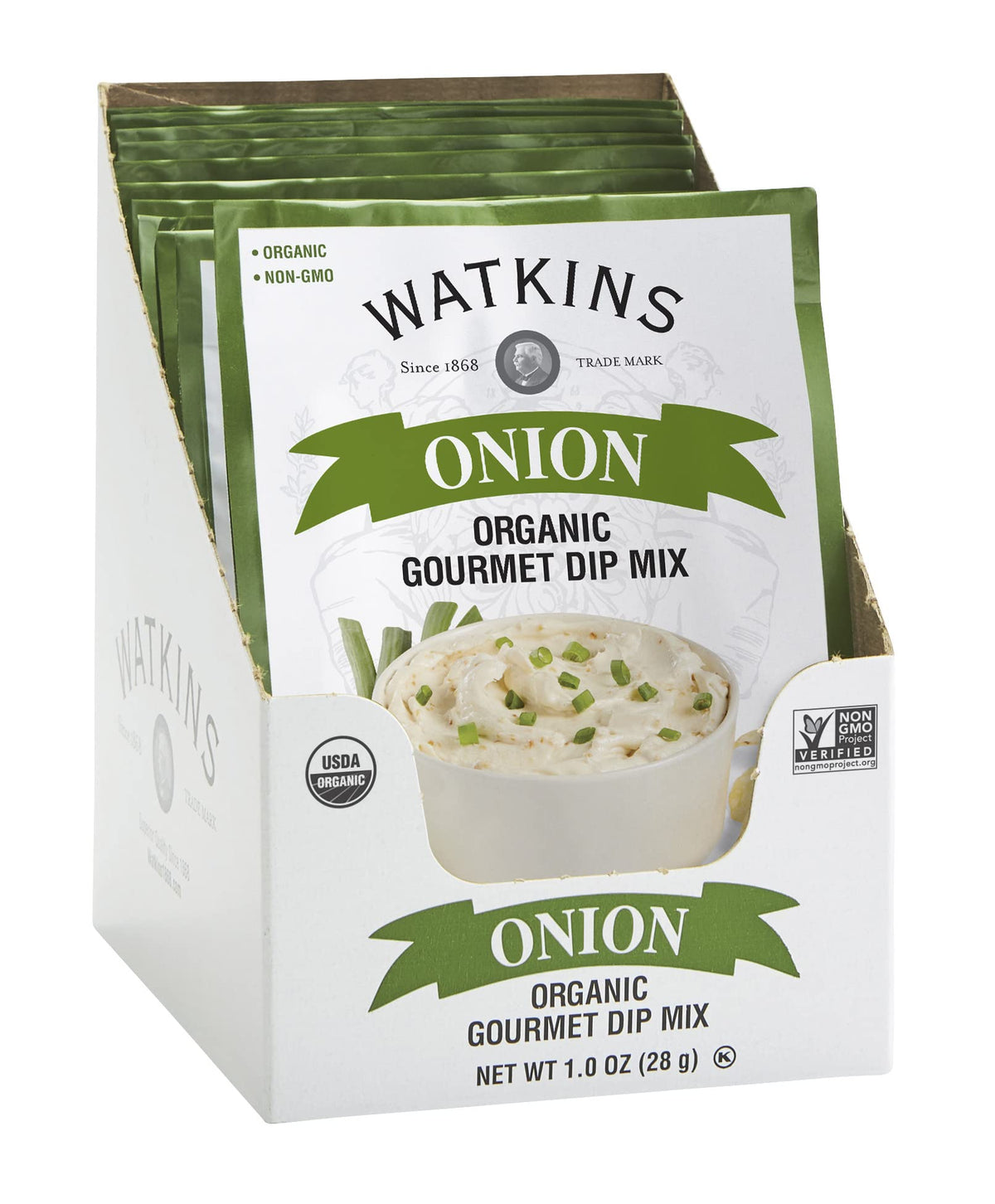 Watkins Organic Gourmet Dip Mix, Onion, 1.0 Oz. Packets, 12-Pack
