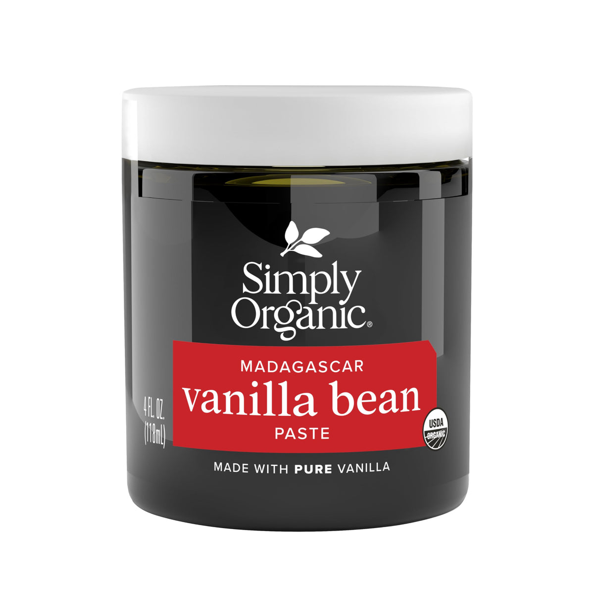 Simply Organic Vanilla Bean Paste, Certified Organic, Vegan, 4 Oz., Brown