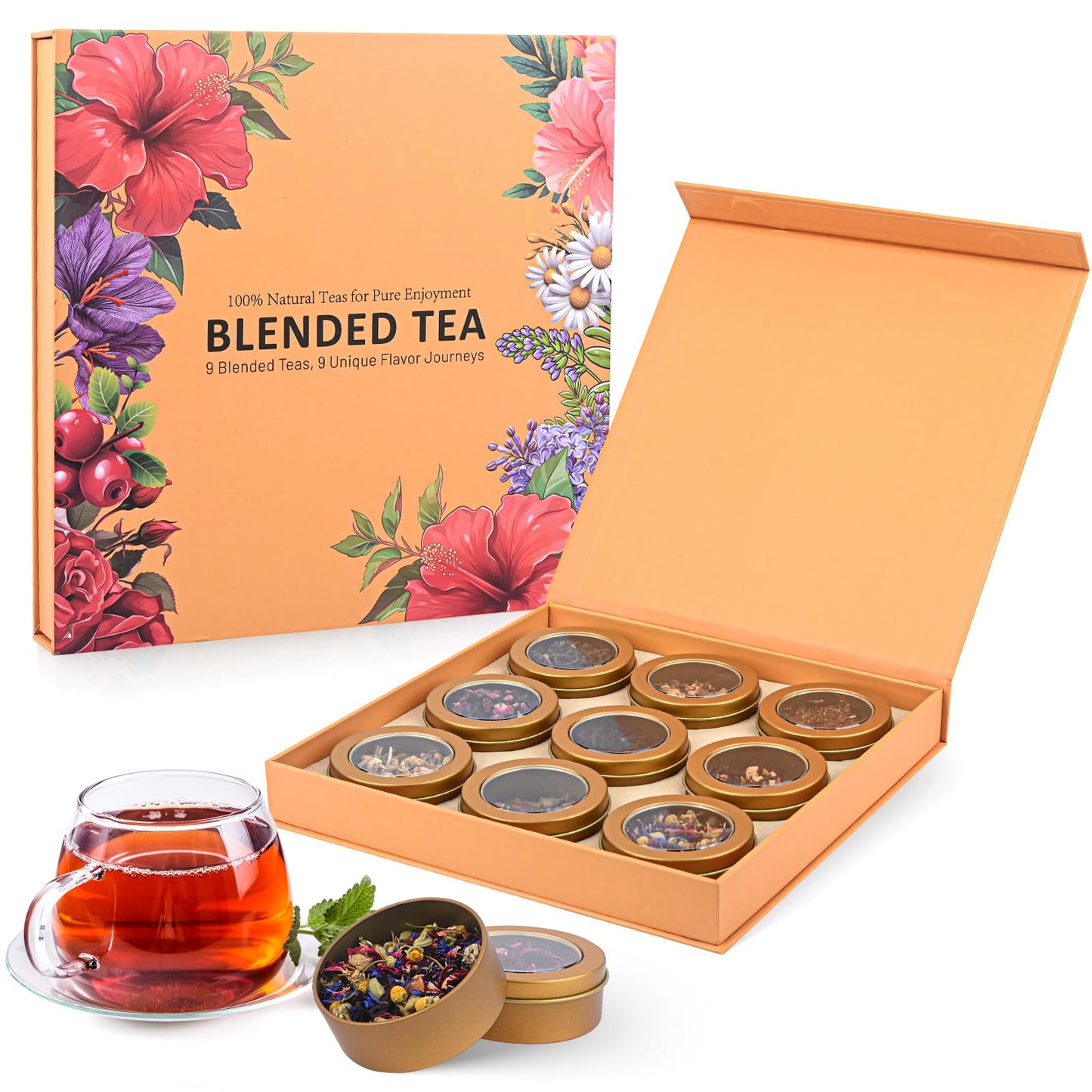 Tea Gift Set  9 Assorted Herbal Tea  Tpartyl Edition Gift Box For Family  Friends And Lover  Gluten Free  Non Gmo