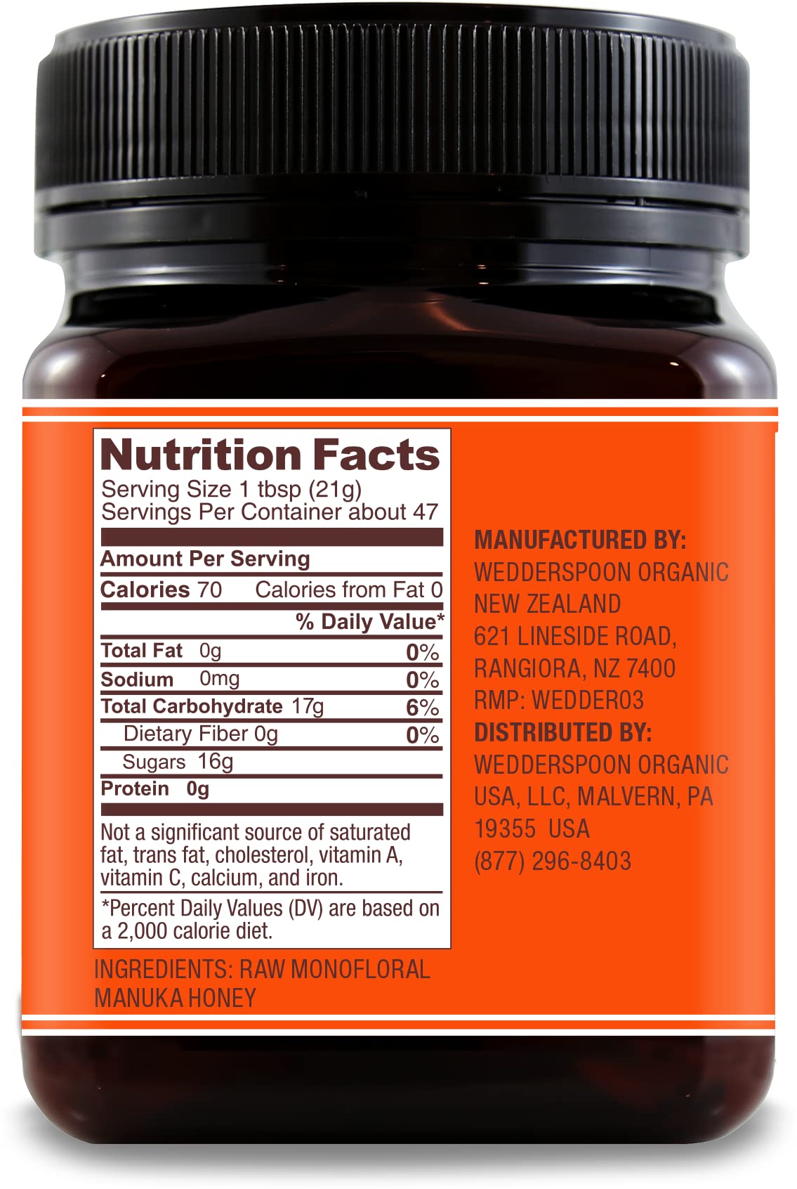 Wedderspoon Raw Premium Manuka Honey, Kfactor 16, 35.2 Oz, Unpasteurized, Genuine New Zealand Honey, Traceable From Our Hives To