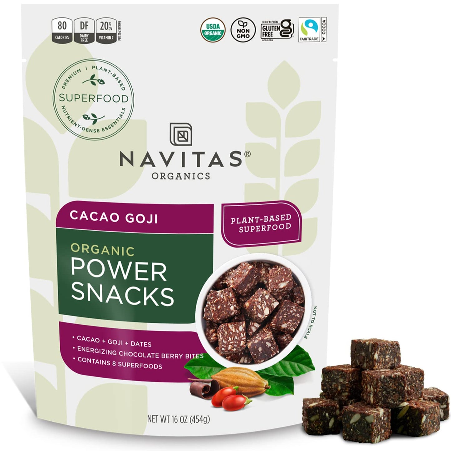 Navitas Organics Superfood Power Snacks, Cacao Goji, 16 oz Bag, Organic, Non-GMO, Gluten-Free