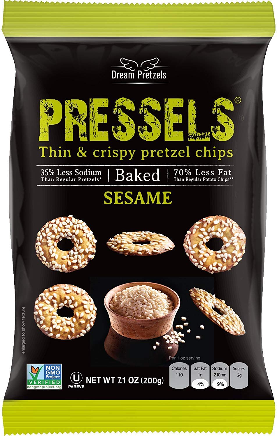 Dream Pretzel Chip Pressel Sesame Natural, 7.1 Oz