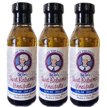 Chef Tims Sweet Balsamic Vinaigrette 12 oz. (Pack of 3) Salad Dressing & Marinade Shake, Shake, Shake. Dont Refrigerate