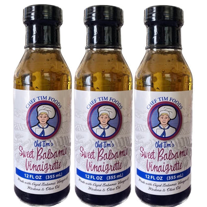 Chef Tims Sweet Balsamic Vinaigrette 12 oz. (Pack of 3) Salad Dressing & Marinade Shake, Shake, Shake. Dont Refrigerate