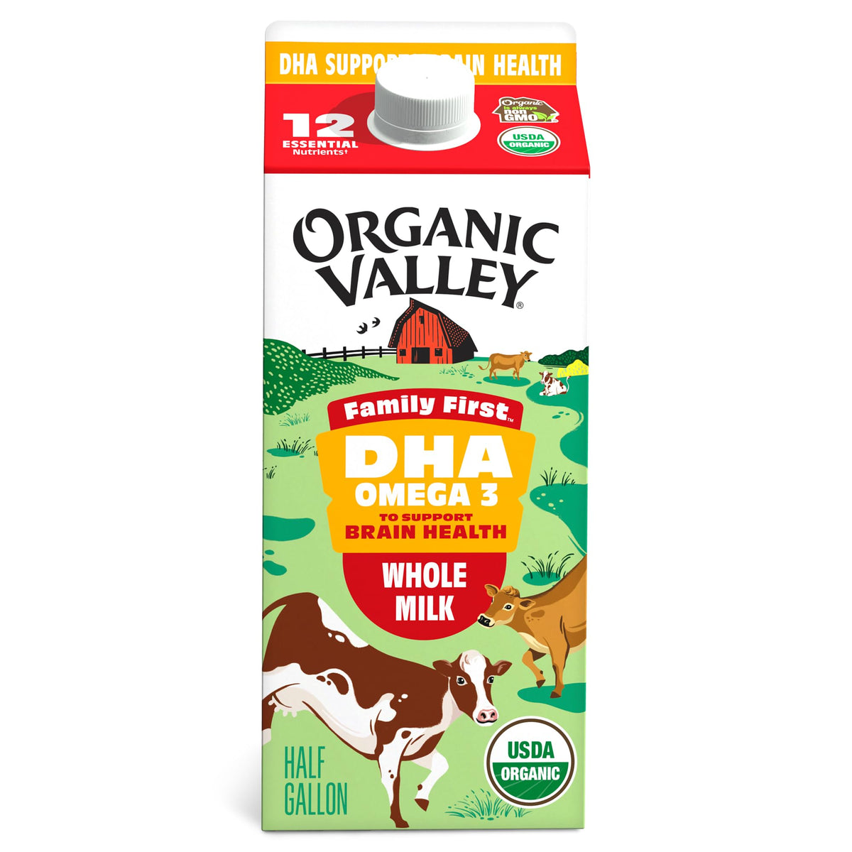 ORGANIC VALLEY Organic DHA Omega 3 Whole Milk, 0.5 GL