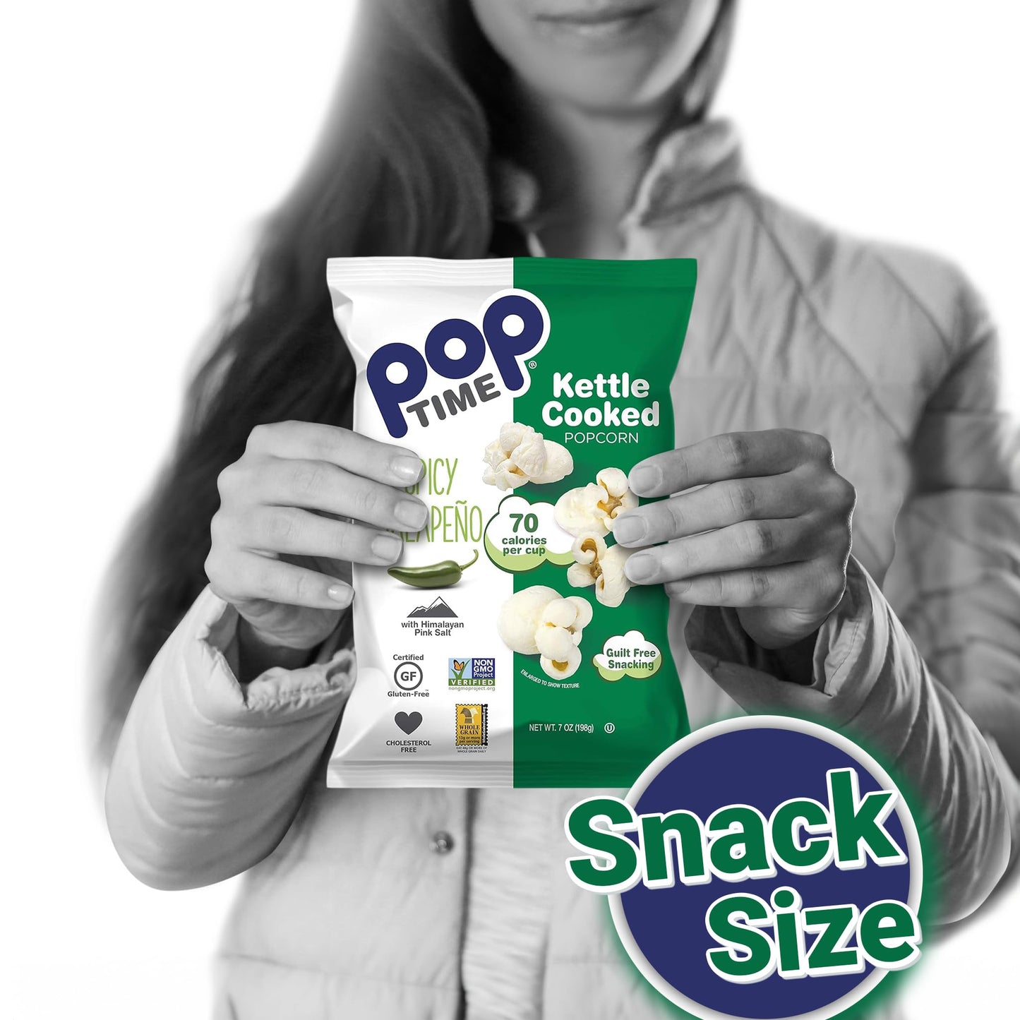 Poptime Kettle Corn Popcorn Bags Individual Servings - Sweet & Spicy Jalapeno & Himalayan Pink Salt Popcorn Individual Bags, Hea
