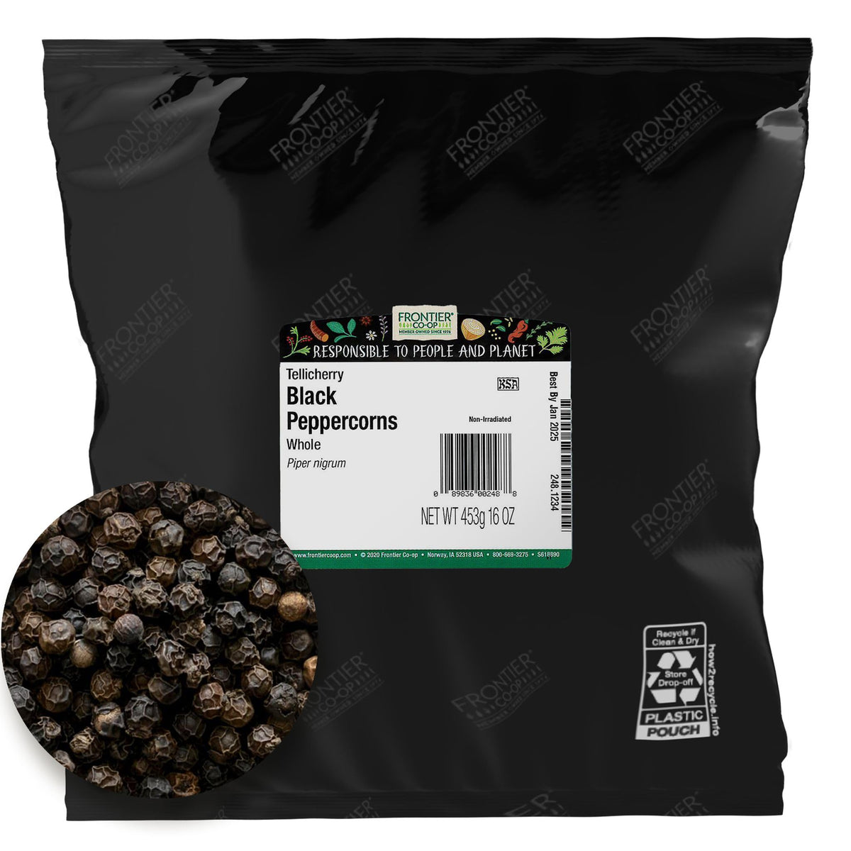 Frontier Herb Peppercorns - Whole - Black - Tellicherry Grade - Bulk - 1 Lb2