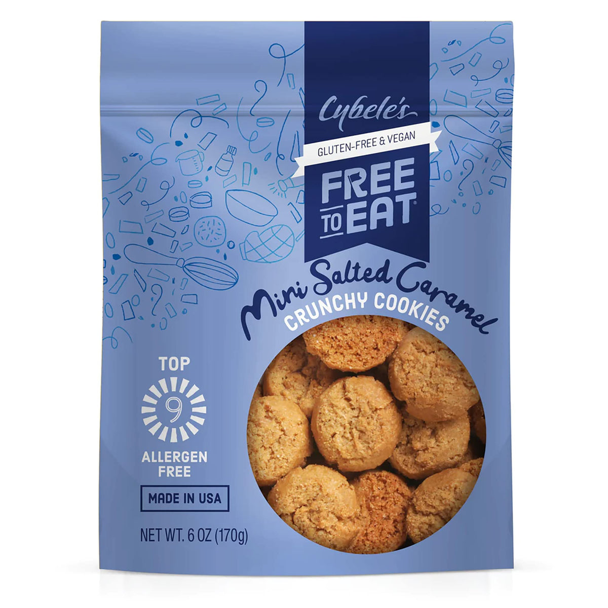 Cybeles Free To Eat Gluten-Free & Vegan Mini Cookies - Plant-Based - Dairy, Soy, & Nut Free - Crunchy Cookie - School Safe Snack