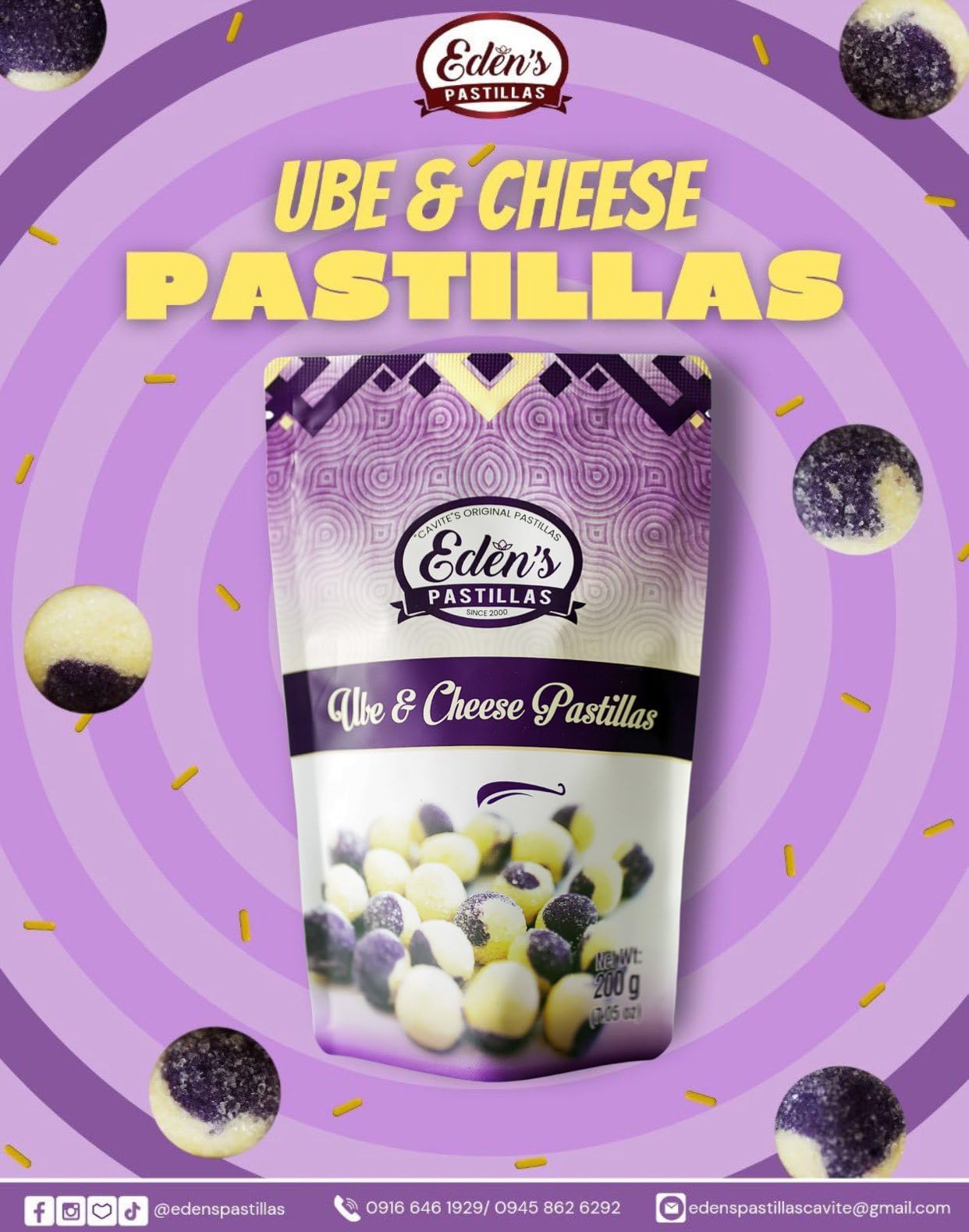 Eden Pastillas Ube Cheese 200g Philippines PACK OF 2