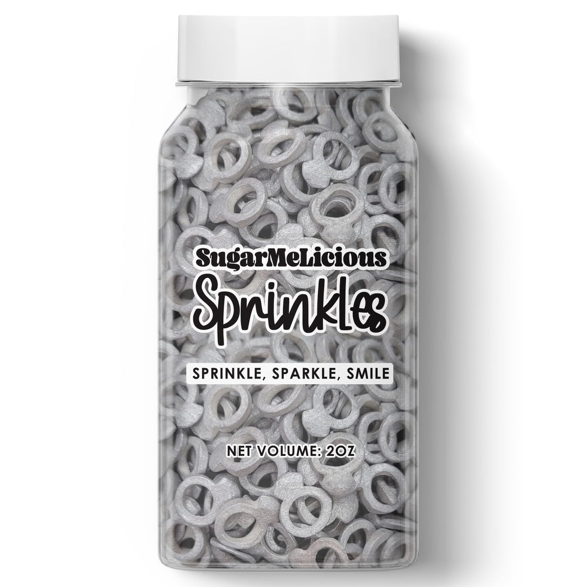 SugarMeLicious Silver Wedding Ring Thick Candy Quins, Cupcake Confetti, Anniversary, Engagement Sprinkles, 2oz