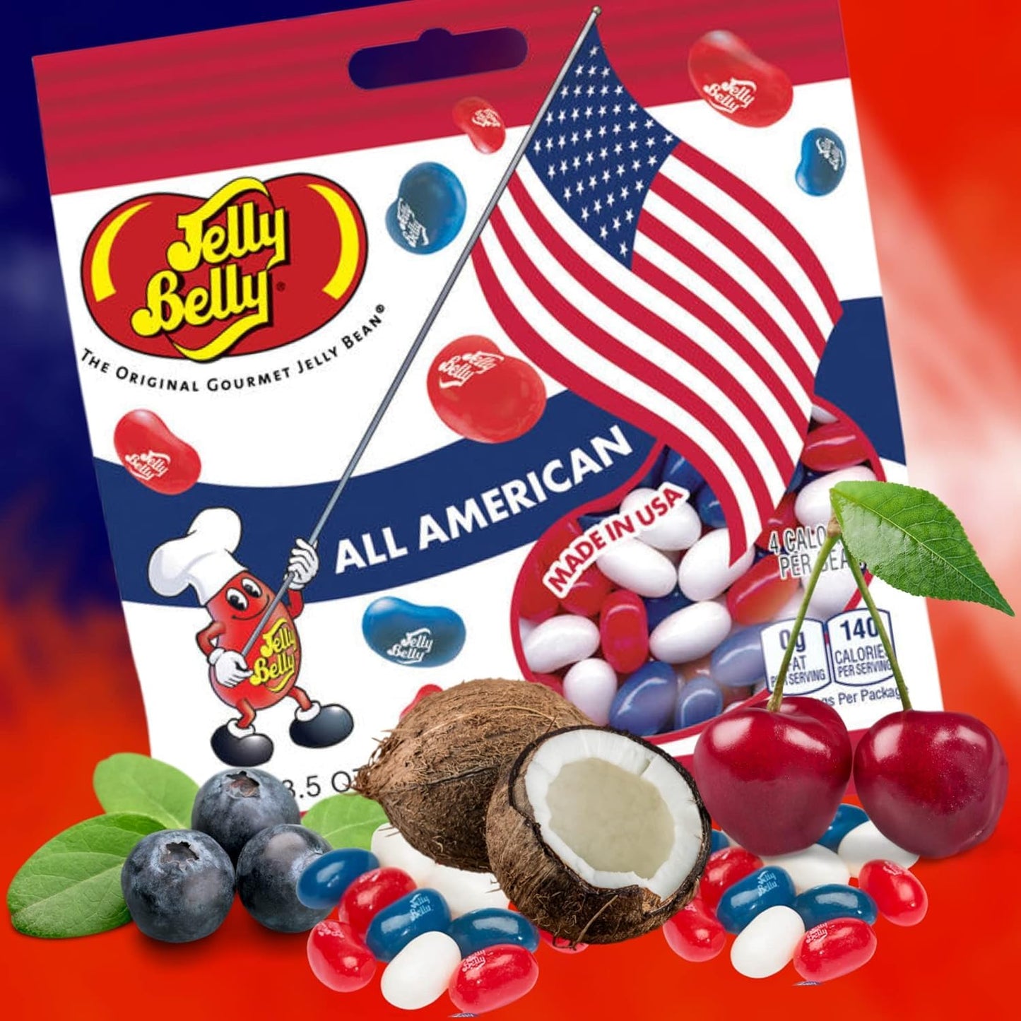 (2 Pack)Patriotic Jelly Beans Candy - All American - Red, White, And Blue Fruit Flavored American Mix Chewy Candies For 4Th Of J