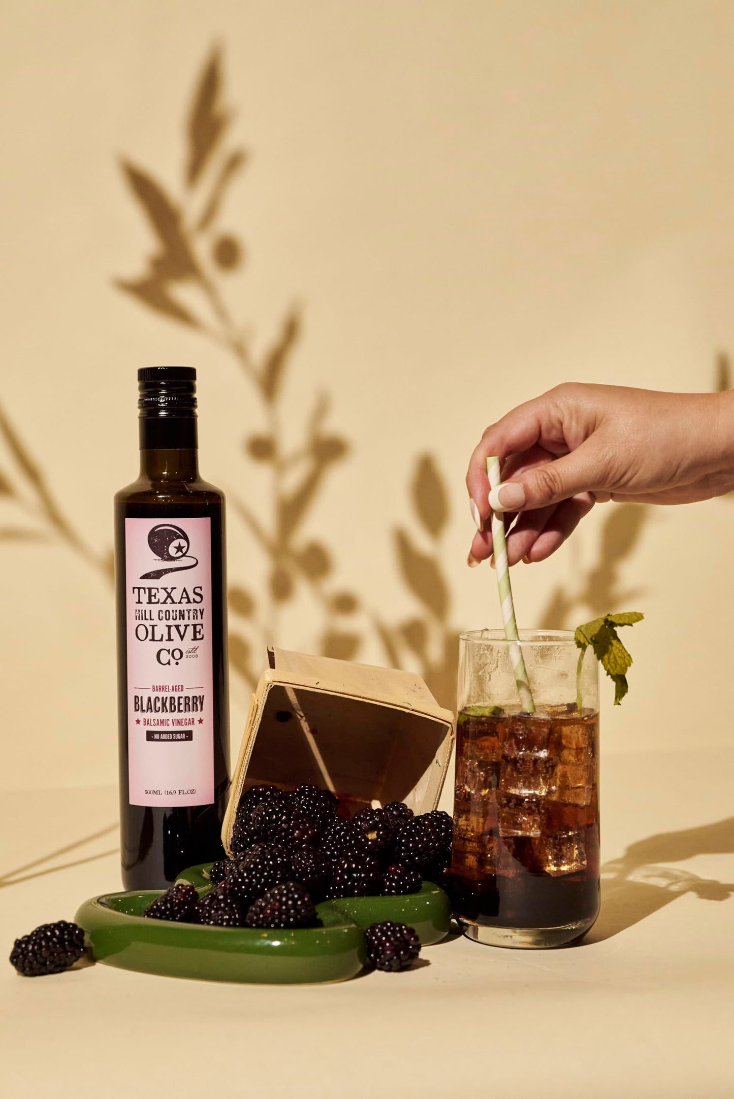 Texas Hill Country Olive Company Blackberry Balsamic Vinegar - Gourmet Barrel Aged - 8.45 Fl Oz - No Artificial Flavors or Added Sugar