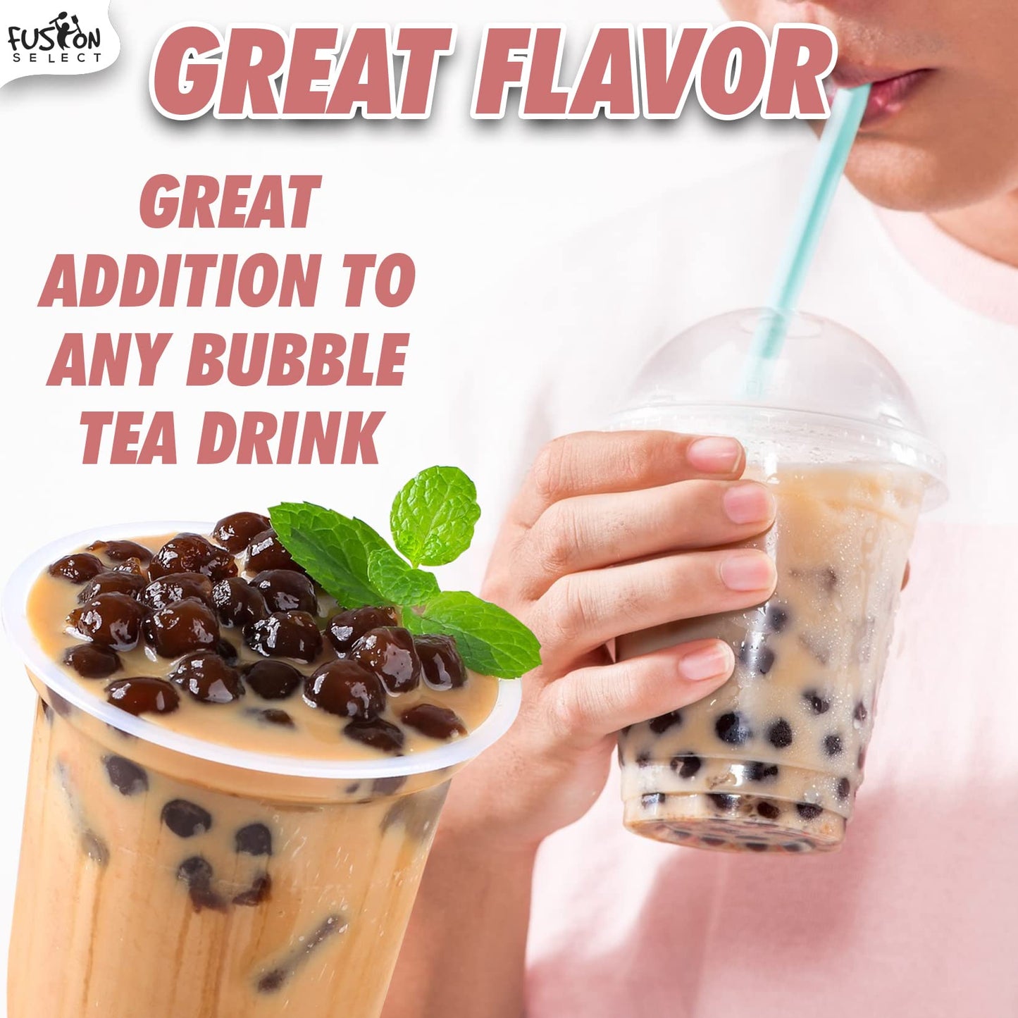 Fusion Select Tapioca Pearl - Brown Sugar Flavor Quick Cook Tapioca, Diy Boba For Boba Tea Ready In 5 Minutes, Boba Pearls, Bubble Tea Pearl S, Milk Tea Toppings (2 Packs With Straws)