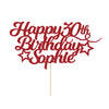 Personalized Happy Birthday Cake Topper Customized With Any Age Name Party Cake Decoration 16 18 21 40 60 Double Sided Glitter Card Red