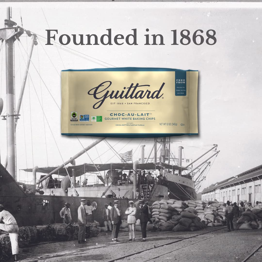 Guittard Baking Au Lait Chip, Vanilla, White chocolate, 12 Oz