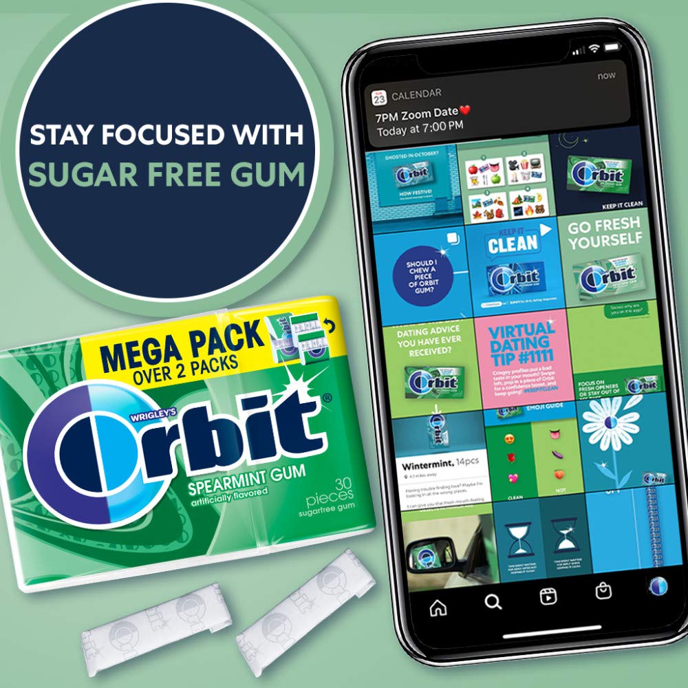 Orbit Spearmint Sugar Free Chewing Gum, 30 Count, Pack of 6, Assorted