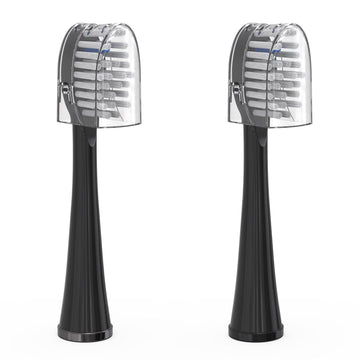 Waterpik Genuine Full Size Replacement Brush Heads With Covers For Sonic-Fusion Flossing Toothbrush Sffb-2Eb, 2 Count Black